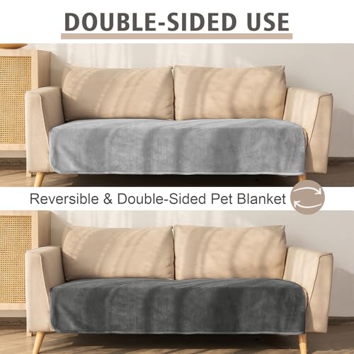 Ameritex Pet Bed Blanket Reversible 100% Waterproof Velvet Super Soft for Sofa and Bed - color: Silvergrey+grey, size: 40x60 Inches