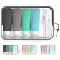 16-Piece Silicone Travel Bottles Set – TSA Approved Leakproof Toiletry Kit with Flat Easy-Squeeze Bottles, Pump & Spray, Waterproof Bag - color: 16A-Blue, size: 16