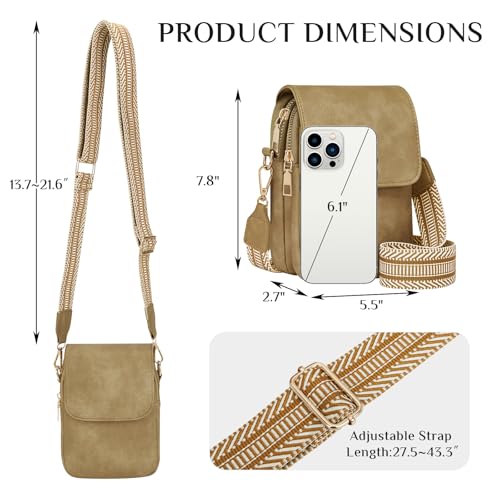 Fashion Small Crossbody Bags for Women Trendy Designer Cell Phone Purses Wallets with Card Holder Anti Theft Travel - color: Huashan Apricot