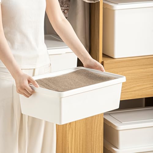 YUNGSHY 2 Pack 15 Quart White Large Stackable Storage Bins With Lids,Bathroom Closet Undersink Organizers and Storage Containers and Durable Nestable Closet, Garage, Totes (white, 15Qt. -2Pack) - size: 15Qt. -2Pack