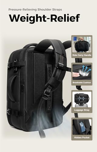 IKYWT Vacuum Seal Backpack Travel with Ultra-Power Pump, 80L Expandable Travel Backpack with Vacuum System w/TSA Lock - color: Black