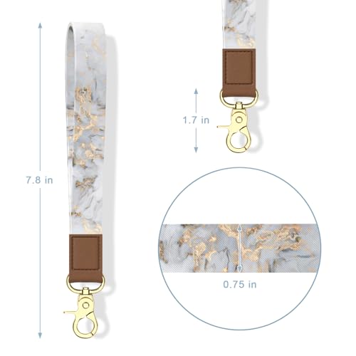 Aiawoxc Credit Card Holder, Small RFID Wallet Slim Leather Card Organizer Case with Zipper and Wristlet Strap, Grey Marble - color: B-Grey Marble, size: Wrist Strap