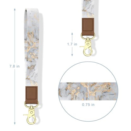 Aiawoxc Credit Card Holder, Small RFID Wallet Slim Leather Card Organizer Case with Zipper and Wristlet Strap, Grey Marble - color: B-Grey Marble, size: Wrist Strap