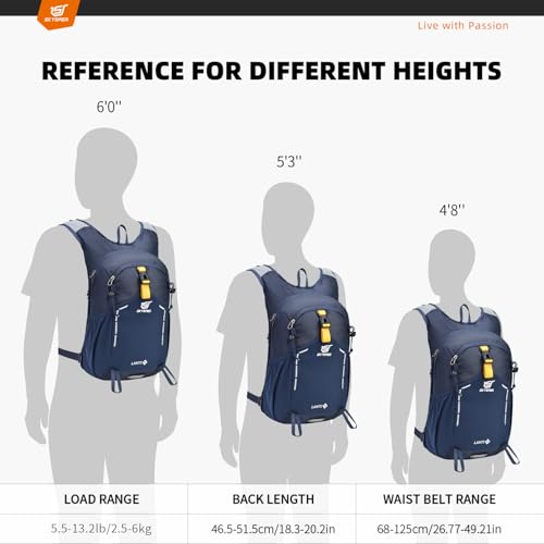 SKYSPER Small Hiking Backpack - 15L Travel Daypack Lightweight Bag Water Resistant Hiking Backpacks for Women Men - color: Lantc15-navyblue, size: Small