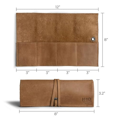 Hide & Drink, Leather Watch Roll Organizer Handmade from Full Grain Leather, Holds Up to 4 Watches, Easy Carry On Watchlover Storage (Single Malt Mahogany) - color: Single Malt Mahogany