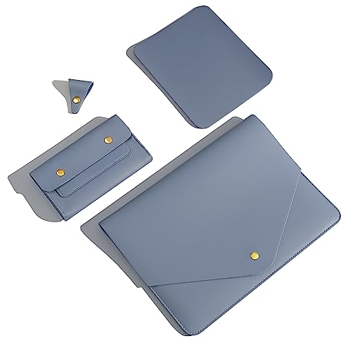PU Leather Laptop Sleeve Compatible with New 14 inch MacBook Pro A2992 A2918 A2779 A2442,Old MacBook Pro Air 13, Surface Laptop 5th Gen 13.5, Thinkpad X1 Carbon 14 Set of 4PCS Color Blue - color: Blue, size: 14Inch Laptop