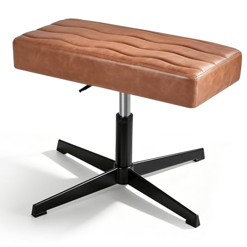 VECELO Under Desk Footrest, PU Ergonomic Foot Rest with Comfort Padding, Height Adjustable for Relieving Leg Pain, Stiffness, and etc, Brown - color: Brown