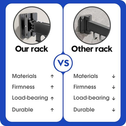 Clothes Drying Rack Foldable Wall Mounted Drying Rack 3 Fold Black-Laundry Drying Rack Durable Clothing Racks for Hanging Clothes - color: Tri-fold Black