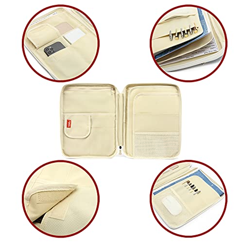 Document A4 Bag Case Waterproof Organizer Portfolio Office Travel Zipper Multi-Function Pouch - color: Green Khaki