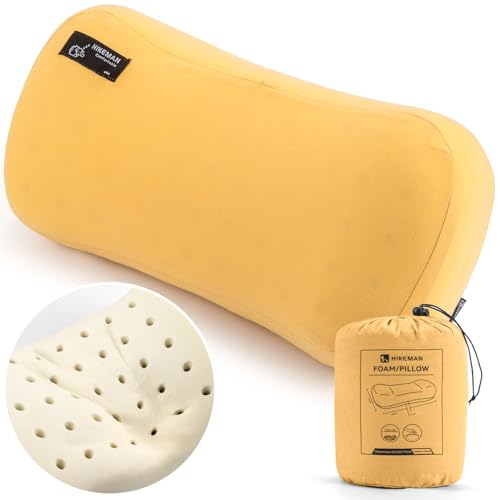 HIKEMAN Camping Memory Foam Pillow - Ultralight Washable Camping Essentials Backpacking Travel Pillow for Outdoor Camp, Sport, Airplanes, Hiking(Lemon Yellow) - color: Lemon Yellow