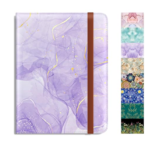 Rimilak Passport Holder, RFID Blocking Passport Cover Wallet Travel Essentials, Leather Travel Air Ticket Documents Organizer Protector for Women and Men, Purple Marble - color: Purple Marble