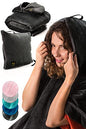Travel Blanket Airplane Compact with Hoodie – 2in1 Airplane Travel Accessories from Plane Blanket to Travel Pillow with Luggage Strap, Soft Handle & Secure Pocket - color: Grey, size: 62x41''