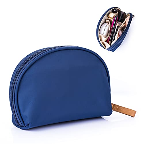Hekyip Half Moon Cosmetic Bag, Travel Makeup Pouch, Portable Waterproof Cosmetic Pouch for Ladies Women, Small (NAVY BLUE) - color: NAVY BLUE