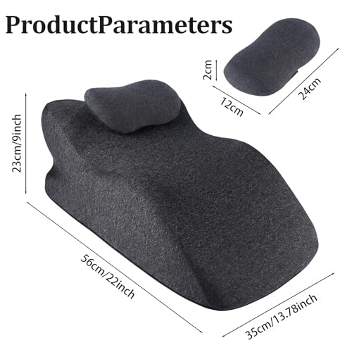 Ergonomic Contoured Support Pillow, Memory Foam Pillow, Multi-Functional Neck Back Waist Pillow for Bed Sleeping & Reading, with Removable Pillowcase Dark Gray - color: Dark Grey