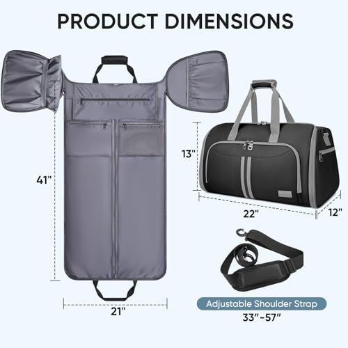 BALEINE Travel Garment Bag, Travel Suit Bag for Men, Water Resistant Carry on Garment Bag for Hanging Clothes, Garment Duffel Bag for Travel Business (Black-Convertible) - color: Black-Convertible