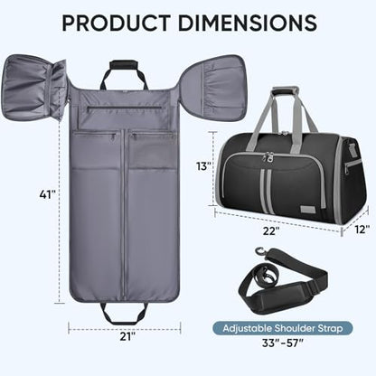 BALEINE Travel Garment Bag, Travel Suit Bag for Men, Water Resistant Carry on Garment Bag for Hanging Clothes, Garment Duffel Bag for Travel Business (Black-Convertible) - color: Black-Convertible