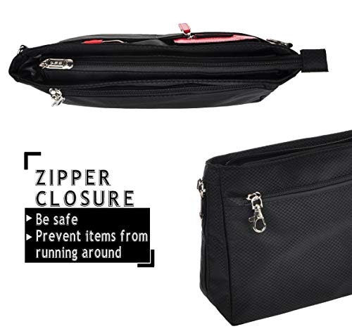 Vercord Expandable Nylon Handbag Purse Organizer Insert Liner Shaper Bag In Bag Black Large - color: Black, size: Large