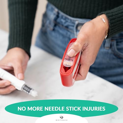 PocketSharps - Pocket-Size Travel Sharps Container for Pen Needles, Lancets, Strips - Premium Quality, Flat Bottom, Translucent Lid, Easy-Use, Portable Eject & Disposal Sharps Container - 3 Pack