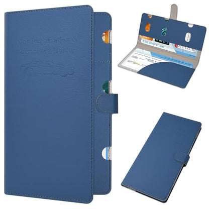 RSAquar Car Registration and Insurance Holder, Vehicle Glove Box Organizer Cool Car Accessories, Car Document Holder for Cards, Driver License & Essential Document, JD-Blue - color: JD-Blue