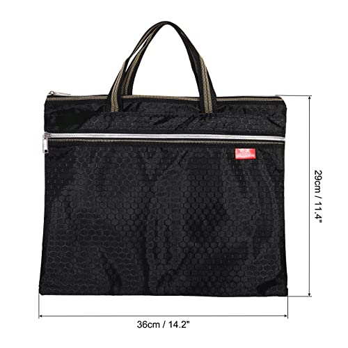 PATIKIL Waterproof Zipper File Bag, Documents Books Tools Storage Zip Pouch for Office Travel, Black - color: Black