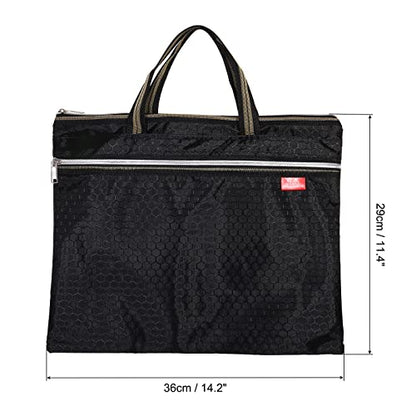 PATIKIL Waterproof Zipper File Bag, Documents Books Tools Storage Zip Pouch for Office Travel, Black - color: Black