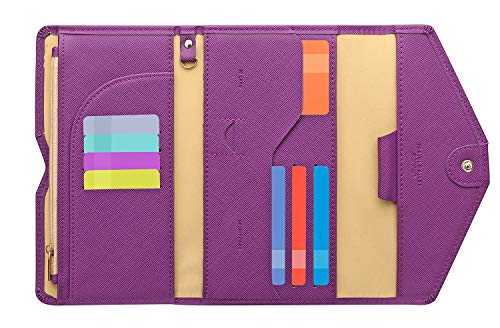 ZOPPEN Mulit-purpose Rfid Blocking Passport Holder Travel Wallet (Ver.4) Passport and Vaccine Card Holder ComboTri-fold Document Organizer Travel Essentials - color: #20 Aubergine Purple