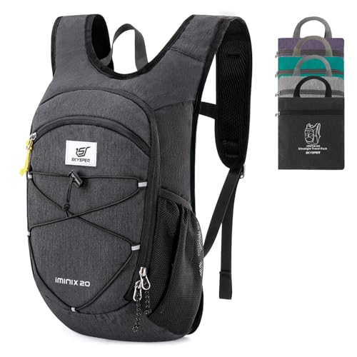 SKYSPER 15L/20L Foldable Hiking Backpack Lightweight Packable Travel Daypack with Chest Strap Small Folding Pack for Walking - color: Black, size: 20l