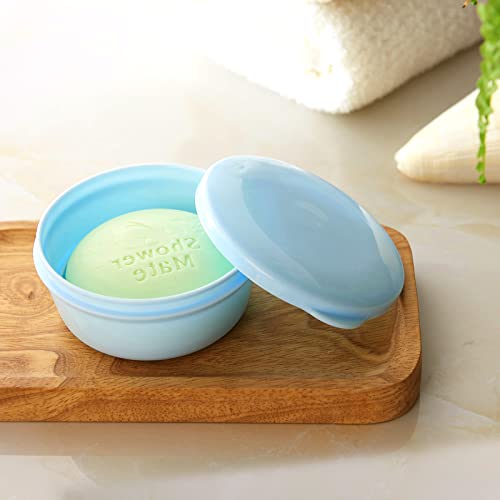 Philbinden Travel Soap Container, 2 Pack Round Plastic Soap Holder with Leak-Proof Lid Keep Bar Shampoo and Bar Conditioner Dry Travel Soap Case for Business Trip Bathroom Gym Shower (Blue+Yellow) - color: Blue+yellow