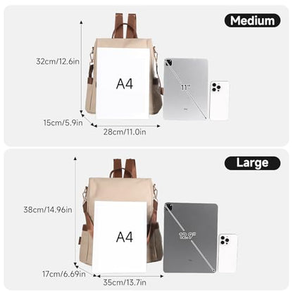CHERUTY Women Backpack Purse PU Leather Anti-theft Casual Shoulder Bag Fashion Ladies Satchel Bags - color: 1-9 Beige Brown, size: Medium