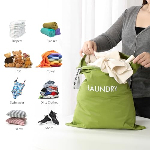 WiseBoy 2 Pack Laundry Bags, Travel Laundry Bag for Dirty Clothes, Washable Nylon Wet Dry Bag, Swimming Yoga Bathing Suit Workout Wet Dry Bags - color: Green