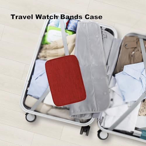 2Pack Watch Bands Storage Organizer Fits Most Sizes Travel Organizer Bag for Watch Bands and Accessories(red+blue)