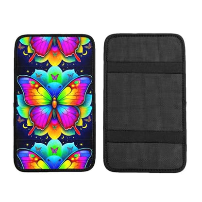 Universal Car Armrest Pad Cover, Butterflies Mandala Rainbow Art Black and White, Soft Center Console Cushion for Enhanced Driving Comfort and Interior Protection - color: Picture (613)