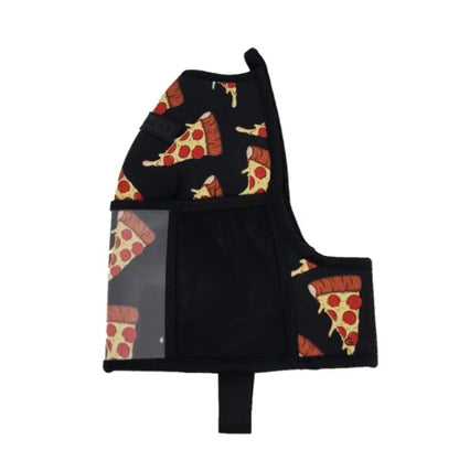 Half-Gallon Fitness Hydration Cover | Neoprene Insulated Cooling & Portable Gym Water Bottle Carrier | CASE with Storage Pockets - color: PIZZA BLACK