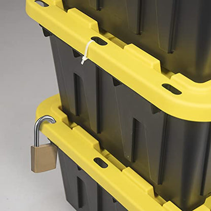 CX BLACK & YELLOW 12-Gallon Heavy Duty Storage Bins with Lids, Stackable Plastic Storage Bins, Dorm Room Essentials, Back to School, Classroom Organization, Home Organization, 4 Pack (12.51H x 16.3W x 21.8D) - size: 12 Gallon