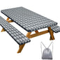 Picnic Table Cover with Bench Covers Camping Essentials Waterproof Windproof Camping Tablecloth with Drawstring Bag, Fitted Rectangle Tables and Seats, 72in, Dark Gray - color: Dark Gray, size: 72in