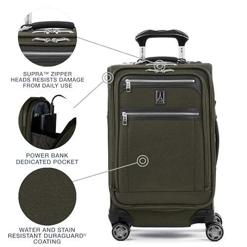 Travelpro Platinum Elite Softside Expandable Luggage, 8 Wheel Spinner Suitcase, TSA Lock, Men and Women, Pilot Green, 2-Piece Set (21/25) - color: Pilot Green, size: 2-Piece Set (21/25)