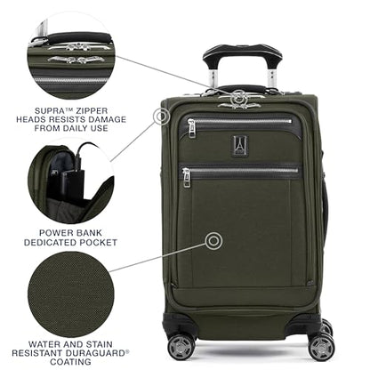 Travelpro Platinum Elite Softside Expandable Carry on Luggage, 8 Wheel Spinner Suitcase, USB Port, Suiter, Men and Women, Pilot Green, Carry On 21-Inch - color: Pilot Green, size: Carry-On 21-Inch