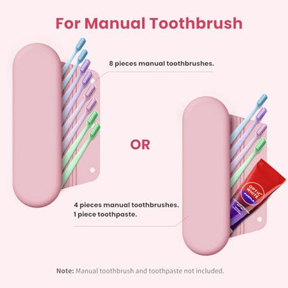 Silicone Electric Toothbrush Travel Case, Manual Toothbrush Travel Cover for Men and Women,Toothbrush Holder for Travel,Gym and More, Fits Most Manual and Electric Toothbrushes - Pink - color: Pink