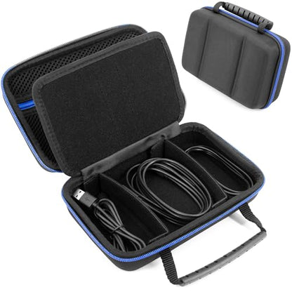 CASEMATIX Hard Shell Electronics Organizer Travel Case with 2 Adjustable Cable Bag Dividers, 3 Zipper Pouches and Elastic Cable Loops - Compact and Protective Charger & Travel Cord Organizer