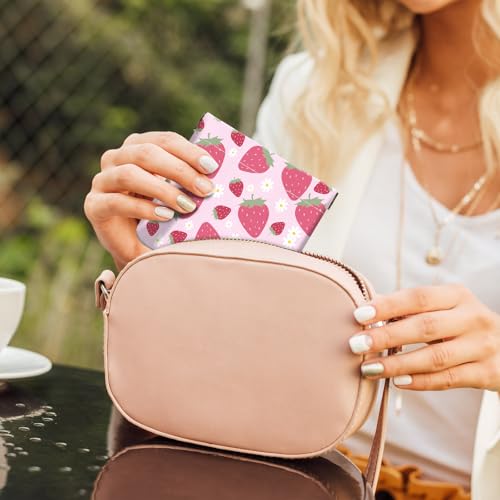 2Pcs PU Leather Small Squeeze Coin Purse Pouch Mini coin Bag Unique And Cute Wallet Cosmetic Bags Change Bag For Women Girls Men （Pink Strawberry - color: Pink Strawberry