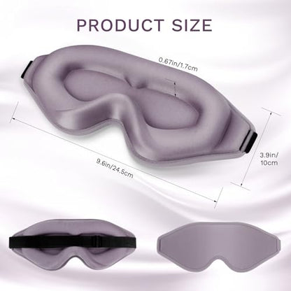 99% Fully Block Out Light Eye Sleep Mask, 3D Deep Contoured Eyes Cover Zero Pressure, Long Lash Extension Eyes Mask with Adjustable Straps for Sleeping Travel Home Nap Rest Women Men (Light Purple) - color: Light Purple