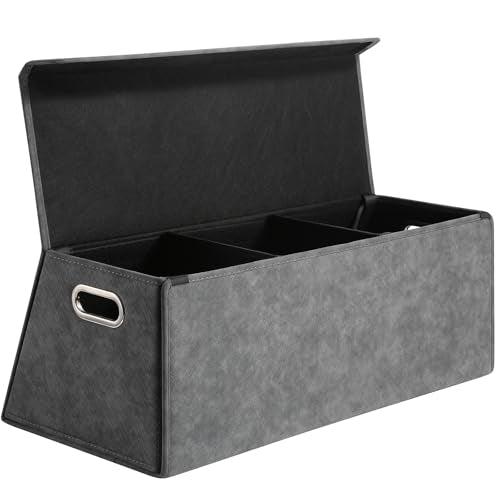 Fyzeoty Car Organizers and Storage - Trunk Organizer for Suv Car,Car Trunk Leather Storage Box,Extra Large,Magnetic Lid,Collapsible and Adjustable Trapezoidal - Grey - color: Trapezoidal-Grey, size: Extra Large