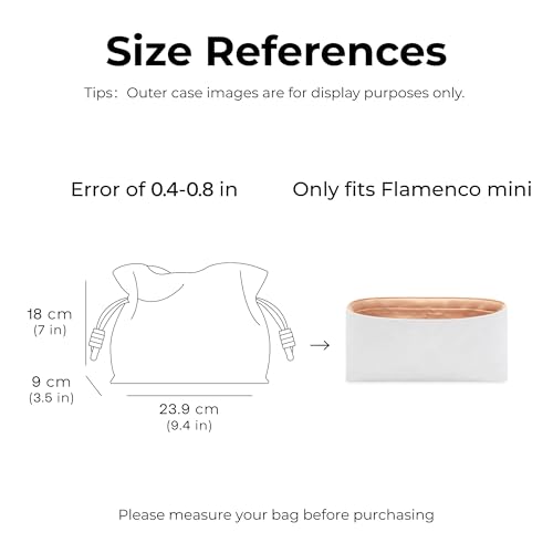 Purse Organizer Insert for LOEWE Flamenco Mini Handbag, Custom Fit Inside Premium Vanile Lightweight WaterResistant Tote Bag Insert - color: Vanile, size: Fits-Flamenco Mini