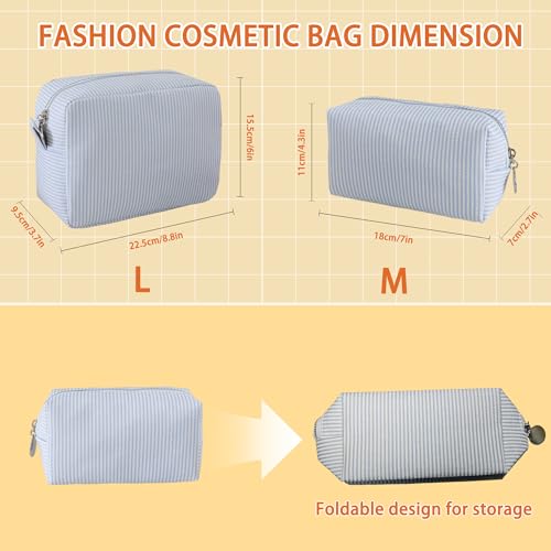 2pcs Makeup Bag Travel Toiletry Bag for Women Lightweight Make Up Bag Purse Organizer Pouches Large Cosmetic Bag Small Makeup Pouch Medicine Bag Travel Essentials for Women Light Blue - color: light blue