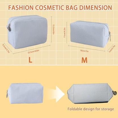 2pcs Makeup Bag Travel Toiletry Bag for Women Lightweight Make Up Bag Purse Organizer Pouches Large Cosmetic Bag Small Makeup Pouch Medicine Bag Travel Essentials for Women Light Blue - color: light blue