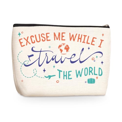 Funny Travel Gifts for Women Makeup Bag Travel Essentials Cosmetic Bags Toiletry Bag Flight Vacation Gifts for Sister Mom Travelers Girls Trip Birthday Mothers Day Anniversary - color: Travel