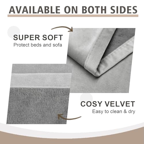 Ameritex Pet Bed Blanket Reversible 100% Waterproof Velvet Super Soft for Sofa and Bed - color: Silvergrey+grey, size: 40x60 Inches