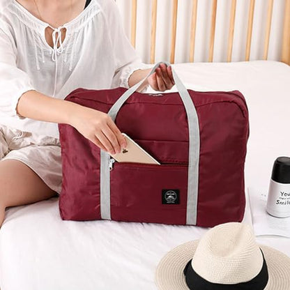 Travel Bag 24 Packes Carry on Luggage Foldable Duffel Bag Sports Gym Bag Weekender Overnight Bag Water Resistant Nylon Travel Duffel for Men Women (Red 24PCS) - color: Red 24
