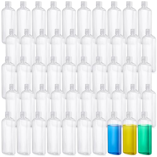 Marsui 50 Pcs Travel Bottles for Toiletries 10 oz Travel Size Containers Clear Shampoo Bottles Refillable Squeeze Bottle with Flip Cap Toiletry Bottle for Shampoo Lotion Conditioner (White Lid) - color: White Lid