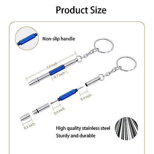 4 Pcs Mini Eyeglass Screwdriver, 4 in 1 Watches Precision Screwdriver Kit, Eyeglass Repair Set, Sunglass Watch Toy Repair with Keychain, Stainless Steel Alloy Watchmaker Tool(4 colors)